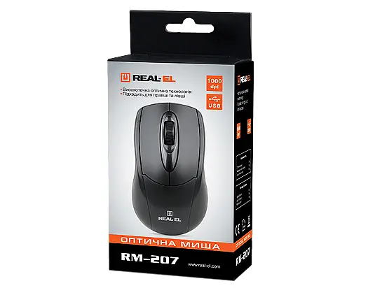 Миша REAL-EL RM-207 Black USB - фото 4