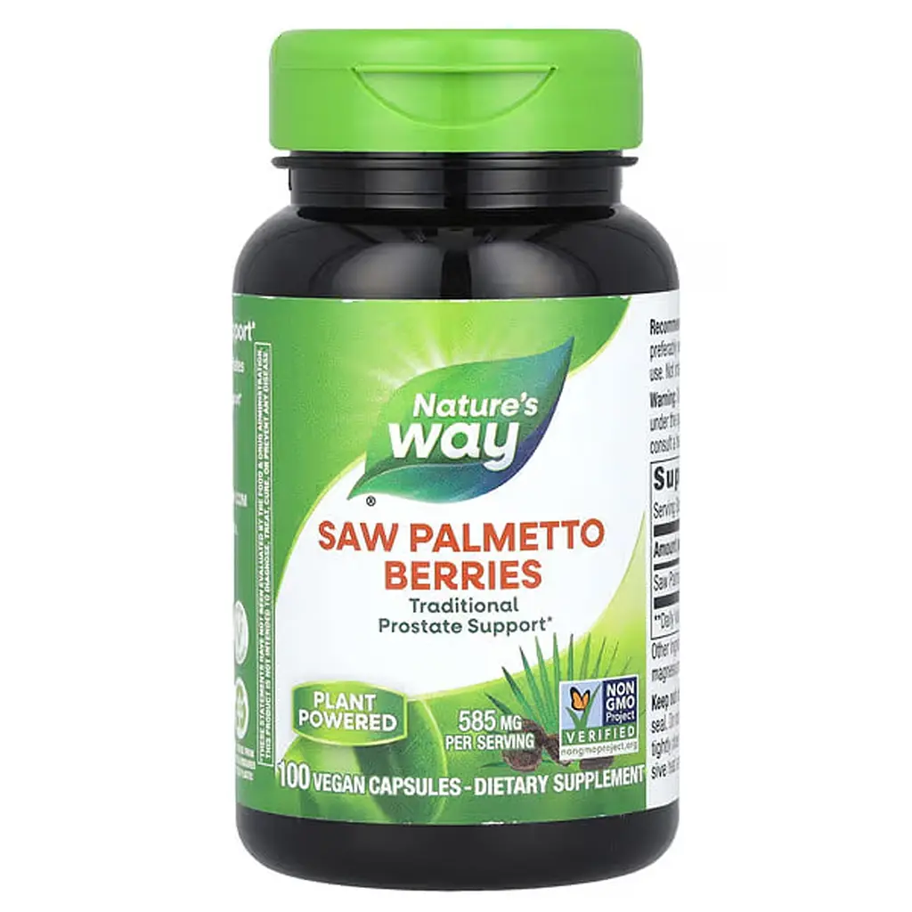 З Пальметто, Saw Palmetto, ягоди, 585 мг, 100 вегетаріанських капсул Nature's Way vit0002573