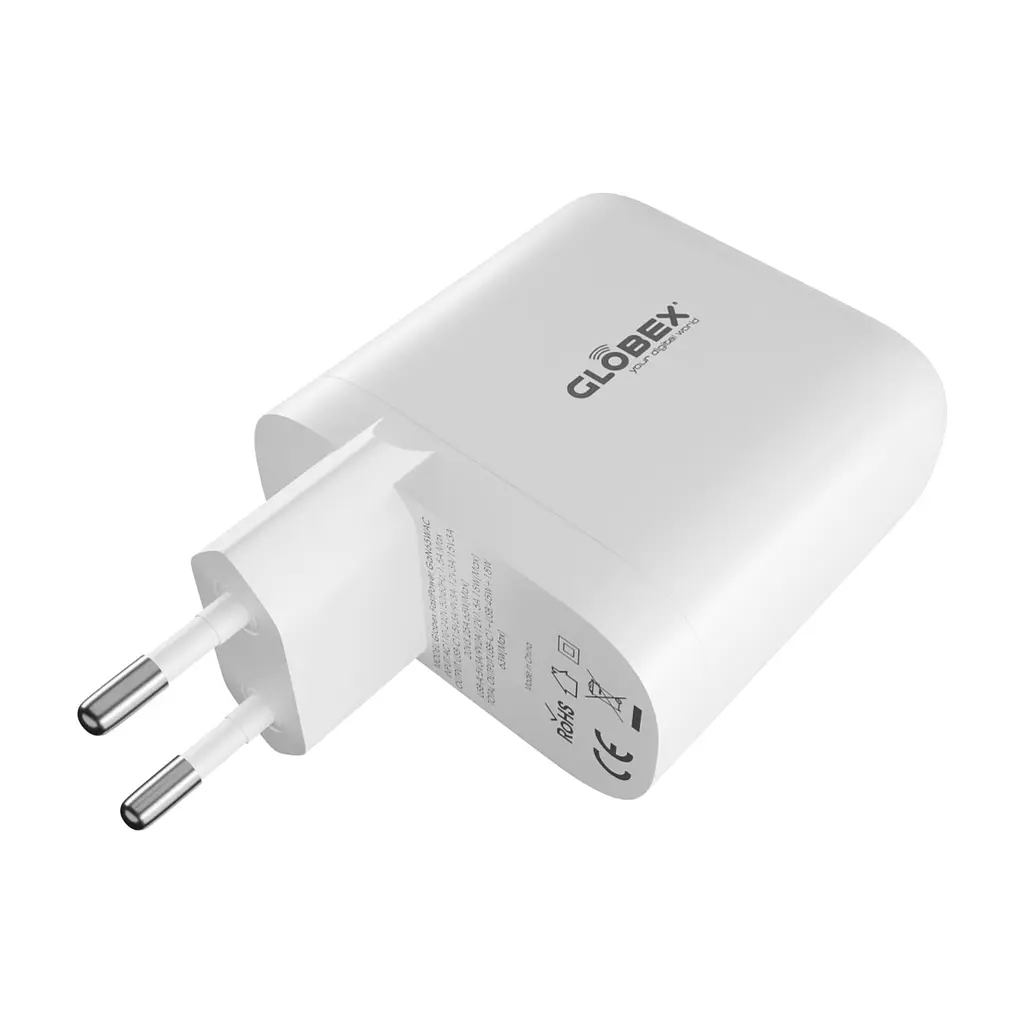 Зарядний пристрій Globex GaN 1xUSB + 1xUSB-C 65W FastPower white (GaN65WAC) - фото 3