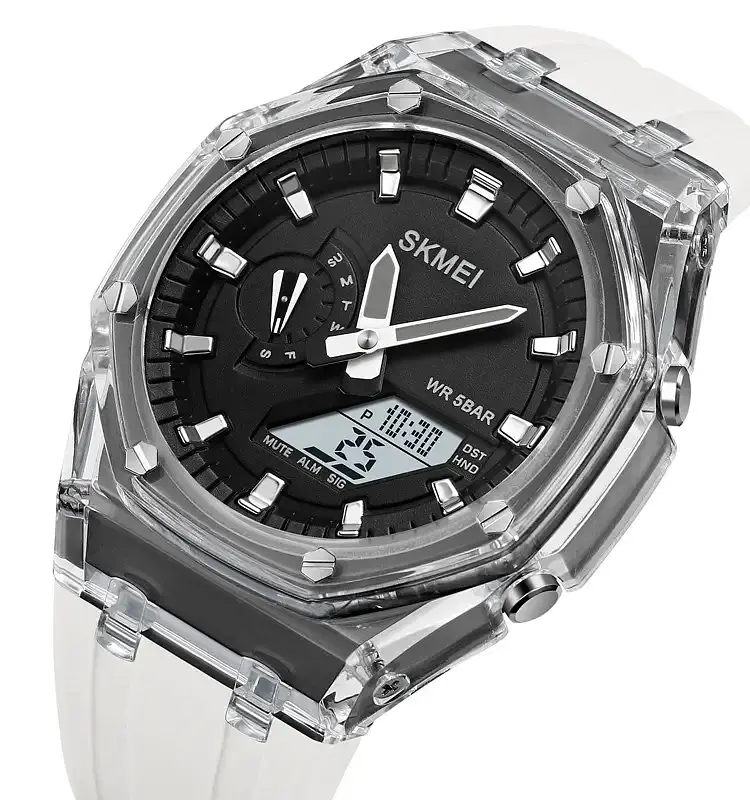 Наручний годинник чоловічий Skmei 2100 White Black, 2100WTBK (18435) - фото 2
