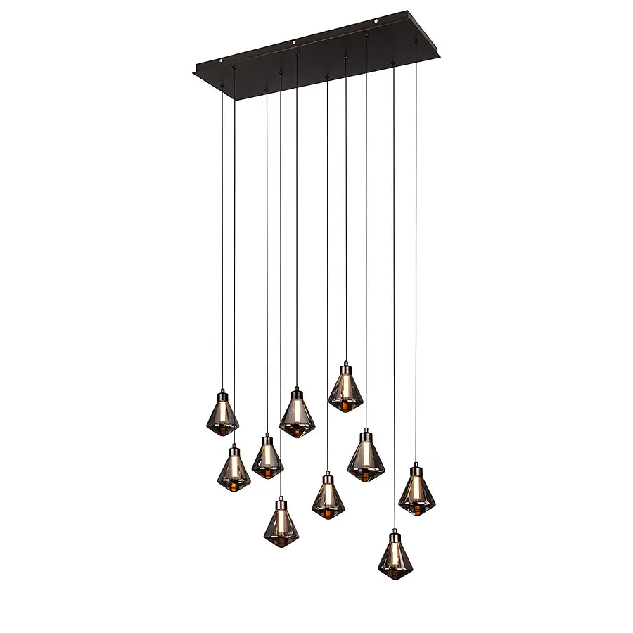 Стильний підвісний LED світильник для кухні Levistella 999103F-10 BK+SM на 10 плафонів 20W - фото 4