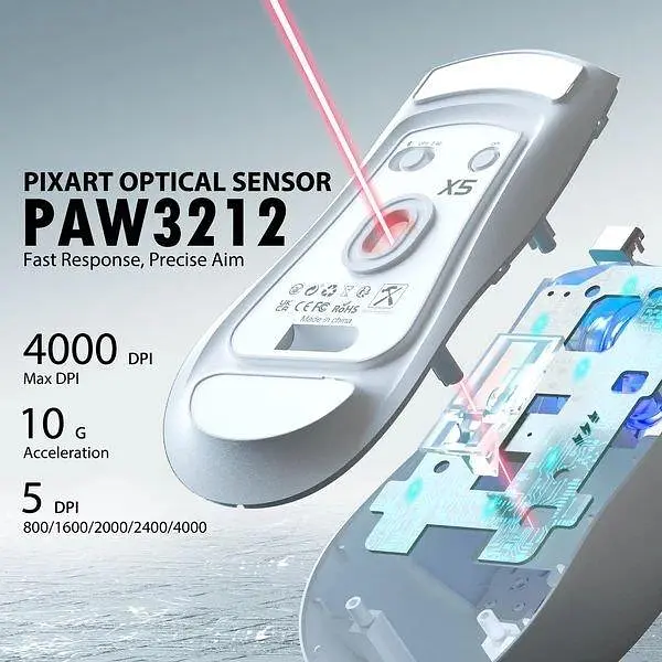 Мышь Attack Shark X5 Wireless (AS-6972792471013-W) White (G-000004487) - фото 4
