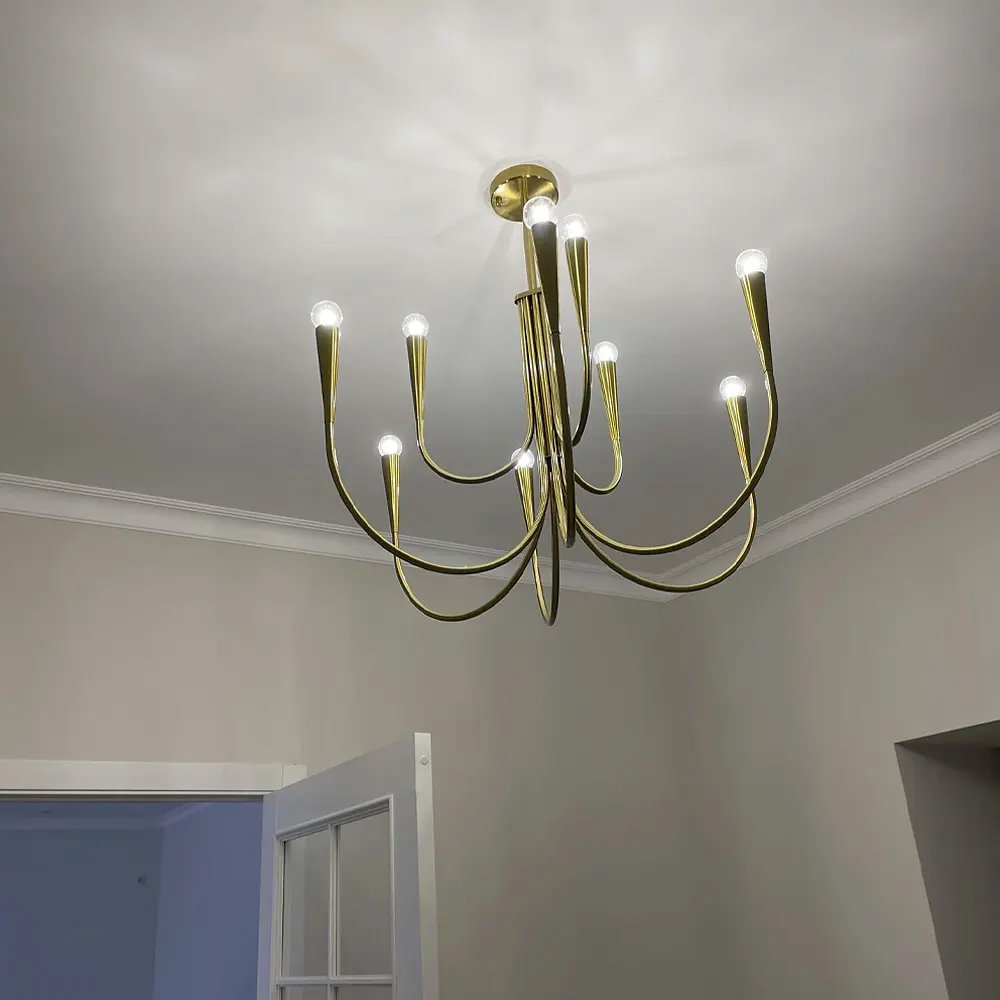 Изысканная золотая люстра ODENSA на 9 ламп Line.F MJ 107/9 - фото 10