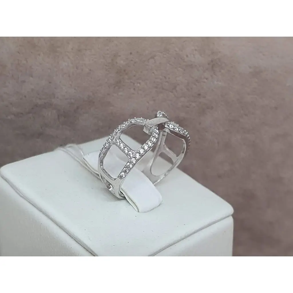 Срібне кільце Агні ЕЛЬБА з фіанітами. 1635/1Р-CZ 17 - фото 3