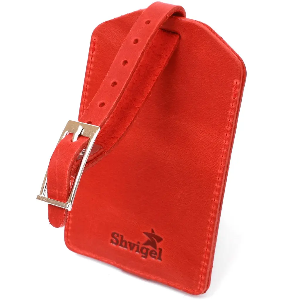 Вінтажна шкіряна бірка на валізу Shvigel 16556 червона - фото 10
