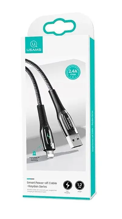 Кабель Usams US-SJ469 USB - Lightning (M/M), 1.2 м, Black (SJ469USB01) - фото 2