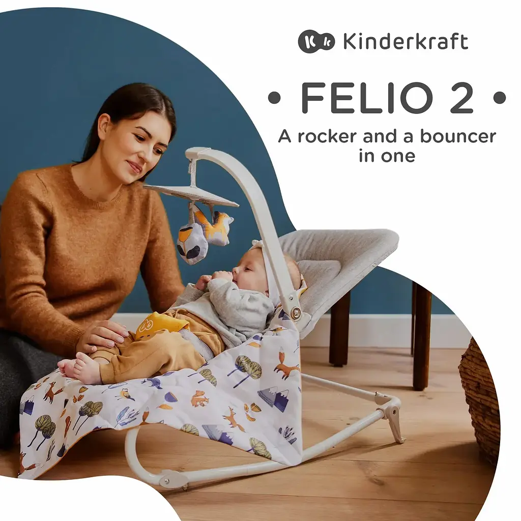 Шезлонг-гойдалка Kinderkraft Felio 2 Stone Grey (KBFELI20GRY0000) - фото 10