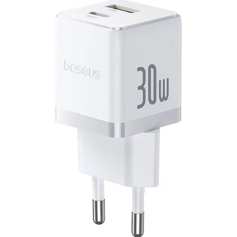 Мережевий зарядний пристрій Baseus Palm Fast Charger USB-A/USB-C 30W + Cable USB-C to USB-C 60W 1m White (P1011160A213-01) [168073] - фото 5