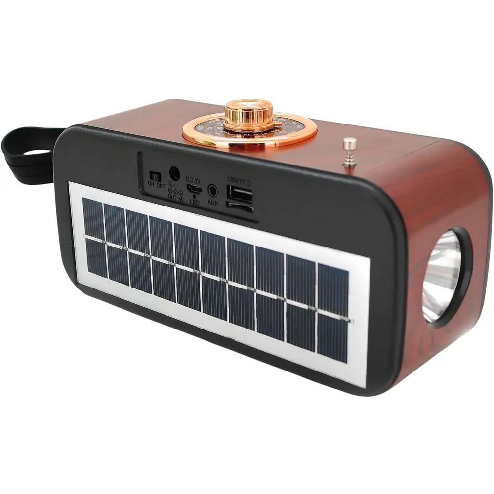 Радиоприемник с фонарем Voltronic NSS270BR Wireless speaker, аккумулятор, на солнечных - фото 2