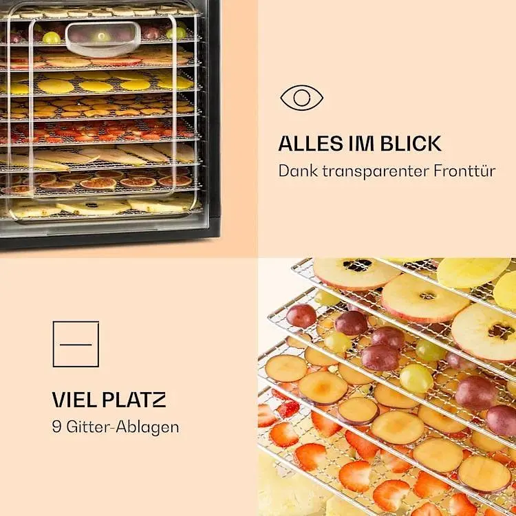 Дегидратор-сушилка для овощей фруктов Klarstein Fruit Jerky Plus 9 (10031936) - фото 3