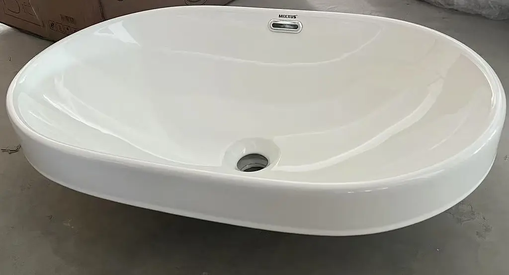 Умивальник врізний на стільницю Mixxus Premium Ellipse-1601 600x400x190 мм з переливом MP6569, Білий - фото 6