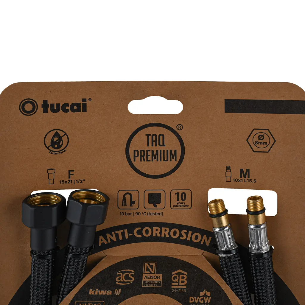 Шланг для змішувача Tucai TAQ Premium Grif М10x1/2″ 0,4м. Антикор. AСB пара (Чорний Мат) 209964 - фото 2