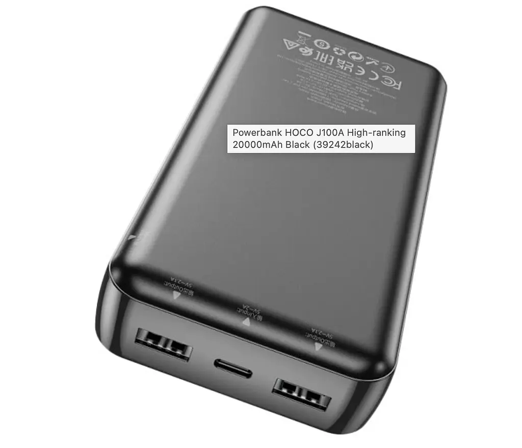 Портативная батарея Hoco J100A High-ranking 20000 mAh Black - фото 3