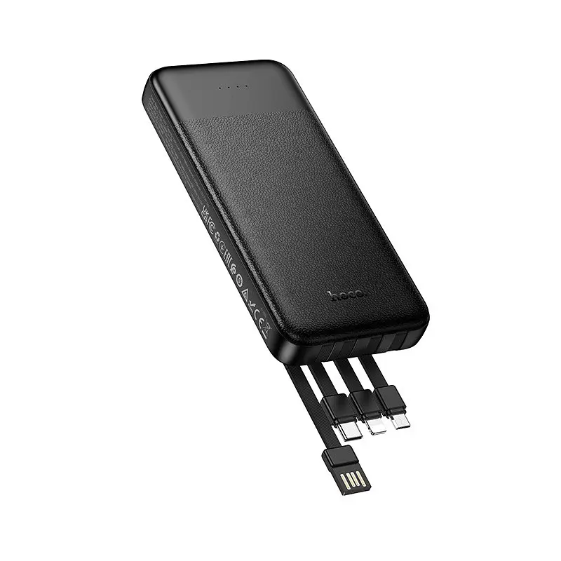 Зовнішній акумулятор HOCO J163 Wonderful power bank with 4 cables(10000mAh) Чорний - фото 3
