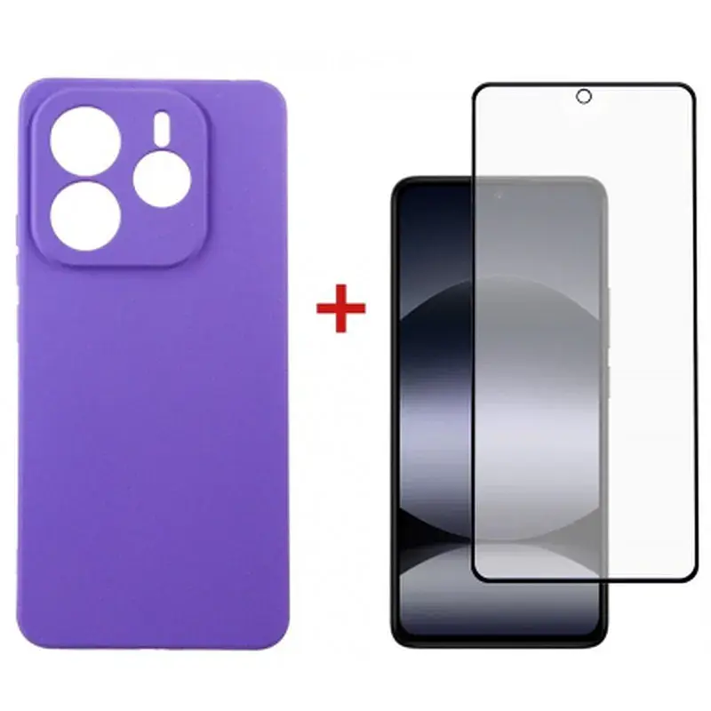 Чохол до мобільного телефона Dengos Kit Xiaomi Redmi Note 14 case Carbon + glass (Purple) (DG-KM-129)