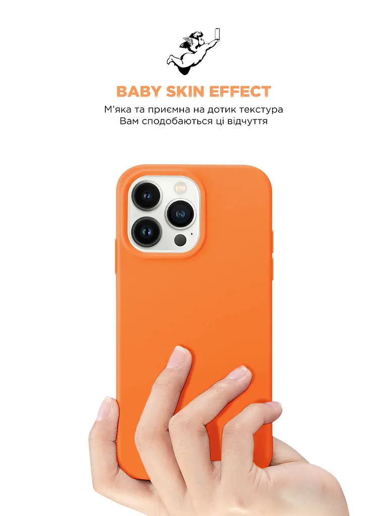 Силиконовый чехол для Apple iPhone 13 Pro Max, ICON2 Case, оранжевый, противоударный, панель, защита всего корпуса, матовая поверхность Soft Touch, выступает над дисплеем, совместим с защитными стеклами и пленками, с микрофиброй - фото 8