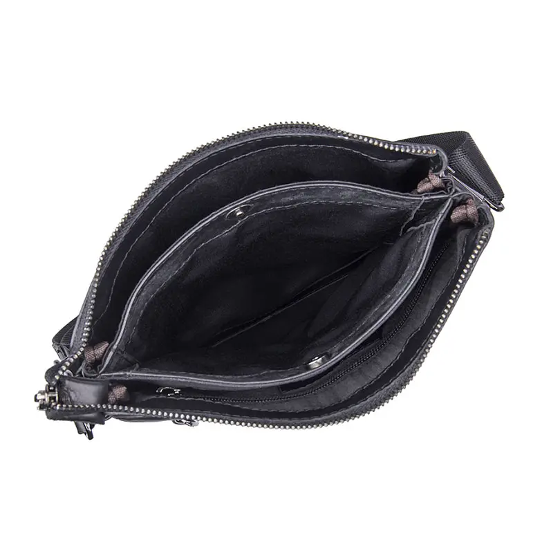 Сумка чоловіча шкіряна чорна Tiding Bag 80261A через плече пласка - фото 4