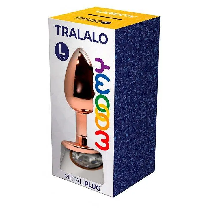 Металева анальна пробка Wooomy Tralalo Rose Gold Metal Plug Size L, діаметр 4 см, довжина 9 см - фото 2