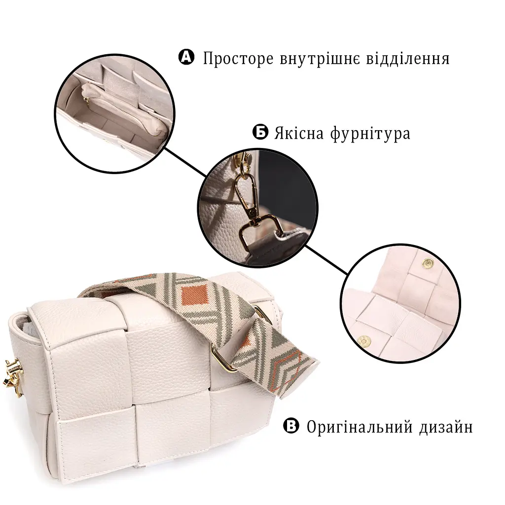 Жіноча сумка Vintage з плетіннями з натуральної шкіри 17х12.5х5.5 см sum0029052 - фото 4
