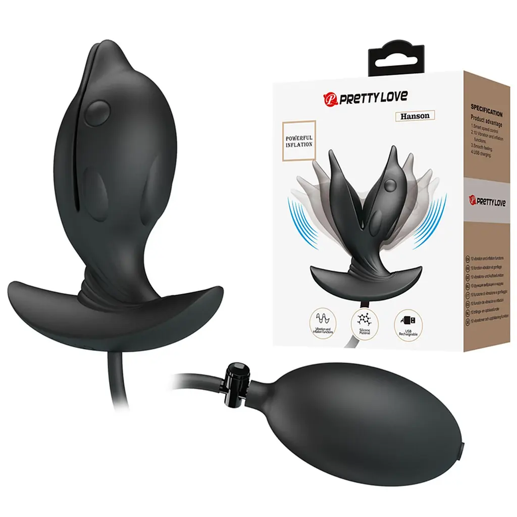 Анальний розширювач з вібрацією Pretty Love Hanson 10.6 см (чорний) - фото 10