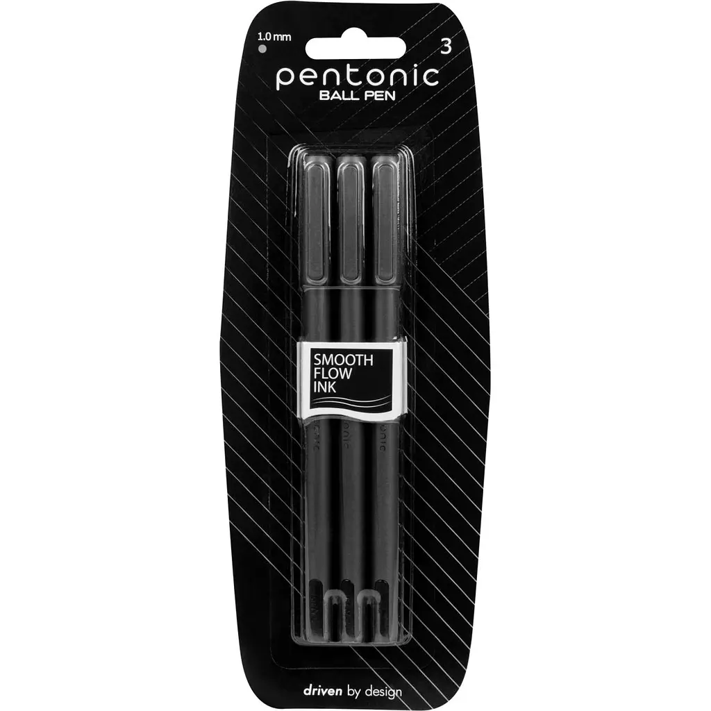 Ручка кулькова Linc Pentonic чорний 1 мм 3 шт. (412211) - фото 3
