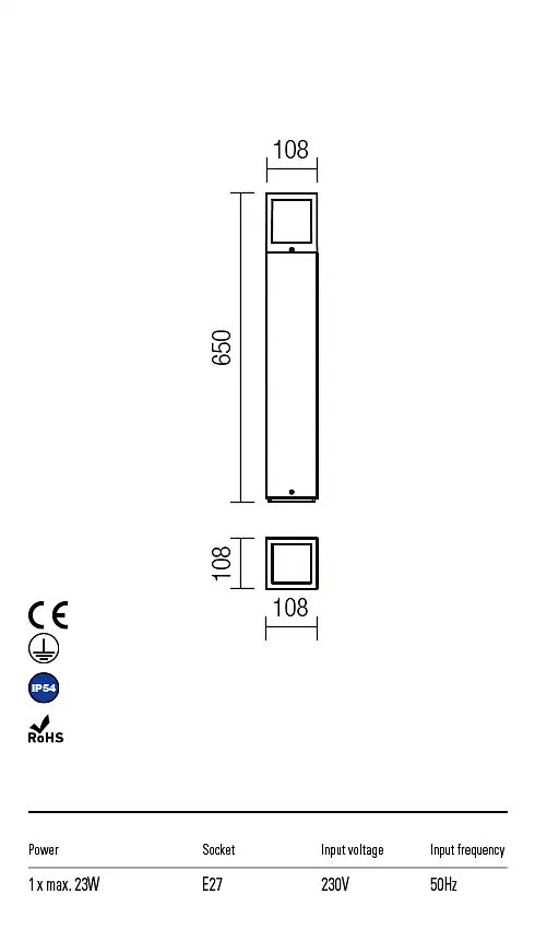Стовпчик BRICK ST65 E27 1X23W IP54 R (4.1.2) Redo 9645 - фото 3