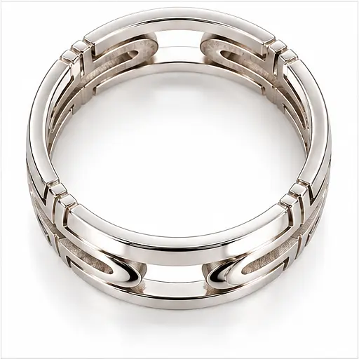 Чоловіча обручка Jewellery Continent з білого золота з геометричним орнаментом 14.5 (К-0912) - фото 3