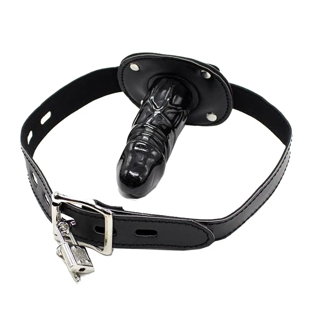 Кляп Fetish Addict Locking Long Penis, 10 см (чорний) - фото 3