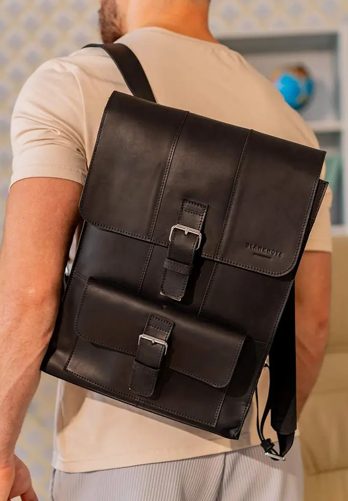 Шкіряний рюкзак Brit чорний Crazy Horse - фото 7