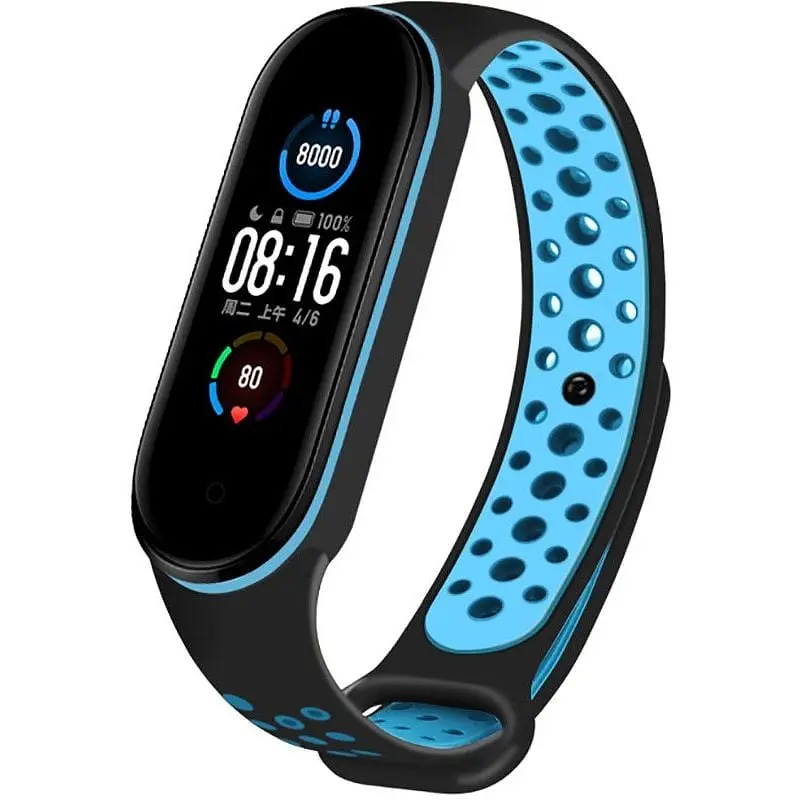 Ремінець Uwatch Replacement Sports Strap for Mi Band 5/6/7 Black/Blue - фото 2