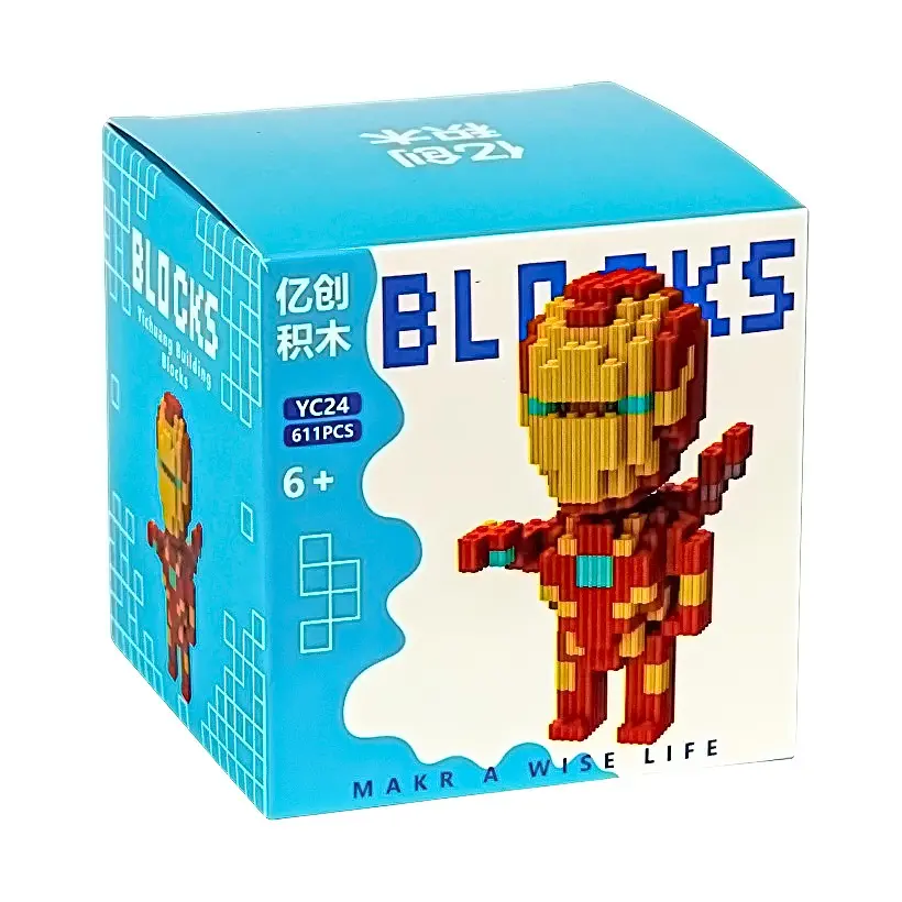Конструктор 3D піксельний Iron Man 611 деталь YC24 9x9x9 см