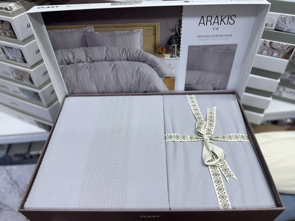 Постільна білизна Arakis V6 Acik Gri Ранфорс Жаккард Clasy pbe0052099 - фото 3