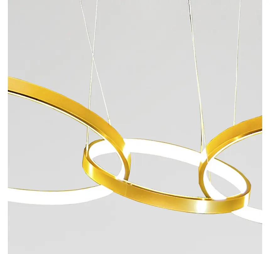 Золота лінійна LED люстра з 4 кільцями Artlight YDH2160/4GD над столом та кухонним островом - фото 3
