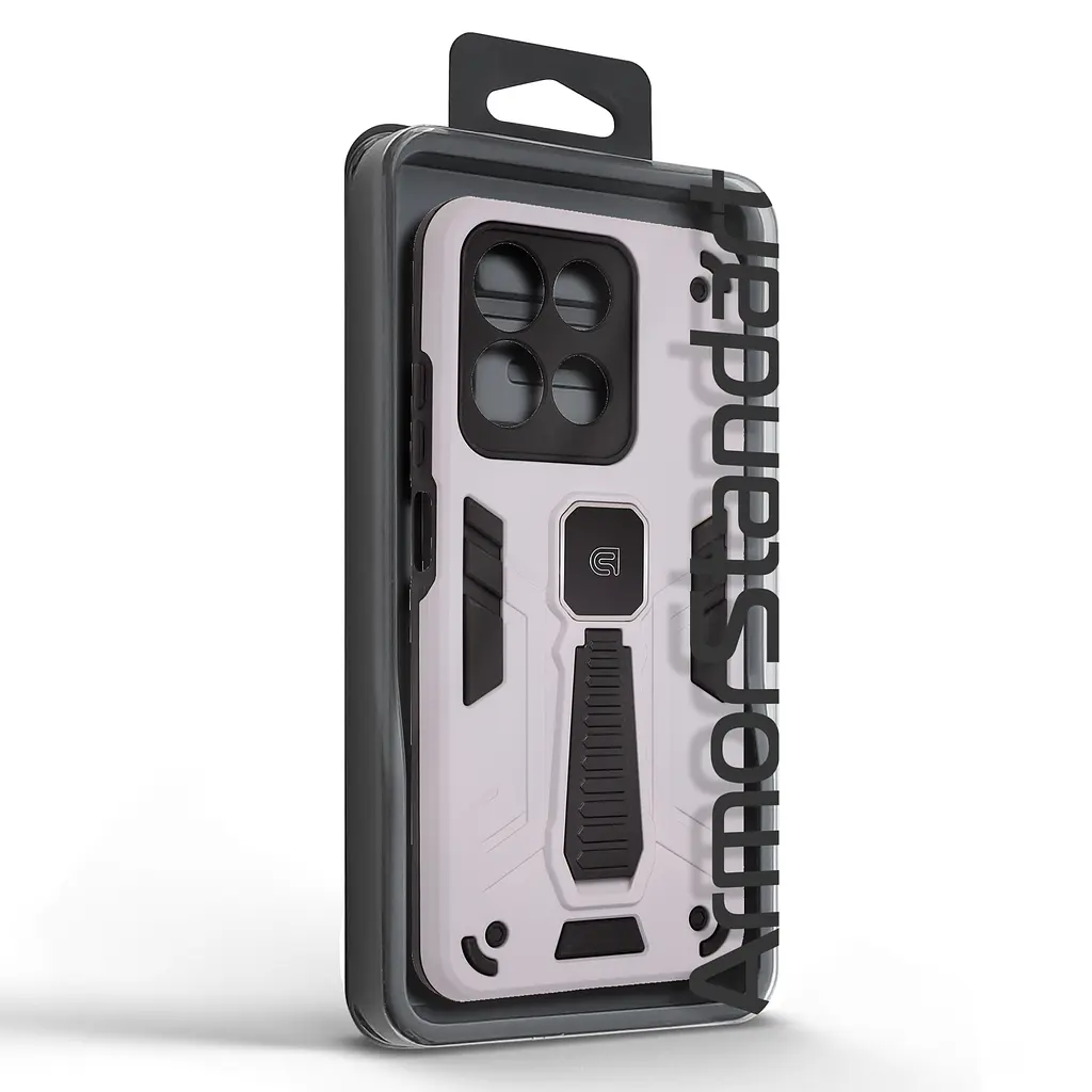 Чехол для Motorola G15/G15 Power/G17 Power 4G/G17 4G, Proover, серый, с подставкой и магнитом, противоударный, ударопрочный, бронированный, панель-накладка, защита всего корпуса, термополиуретан (TPU) + поликарбонат (PC), ArmorStandart (ARM91059) - фото 3