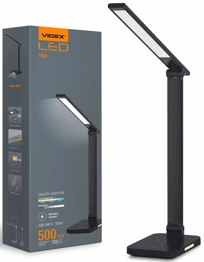 LED лампа настільна з бездротовою зарядкою VIDEX VL-TF17B 18W 1800-6500K - фото 5