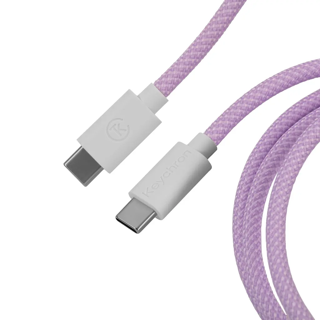 Кабель Keychron USB-A/USB-C > USB-C заряджання/синхронізації, 1.36м, Type-C, Coiled Aviator, фіолетовий - фото 2