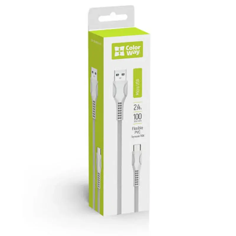 Дата кабель USB 2.0 AM to Micro 5P 1.0m line-drawing white ColorWay (CW-CBUM028-WH) - фото 3