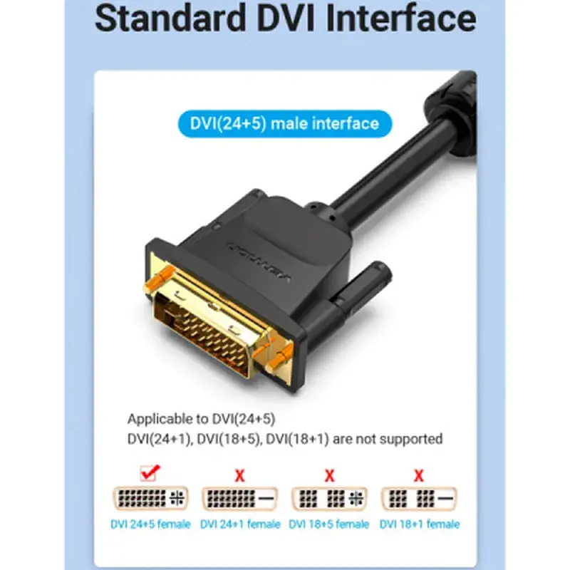 Кабель мультимедійний DVI M to VGA M 3.0m 24+5pin black Vention (EACBI) - фото 3