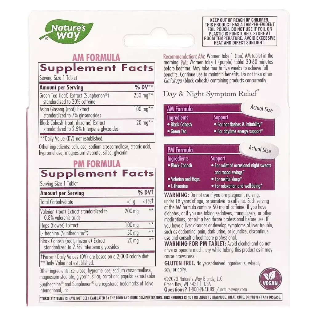 Жіноче здоров'я при менопаузі Nature's Way AM/PM Menopause Formula 60 таблеток - фото 2