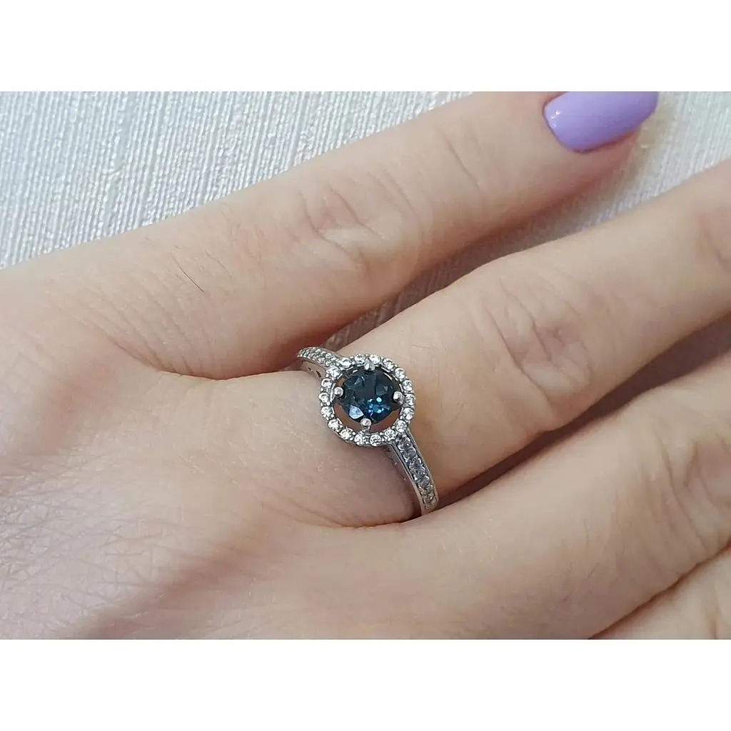 Срібне кільце Агні Аліна з топазом. 1691/9р-TLB 17,5 - фото 2