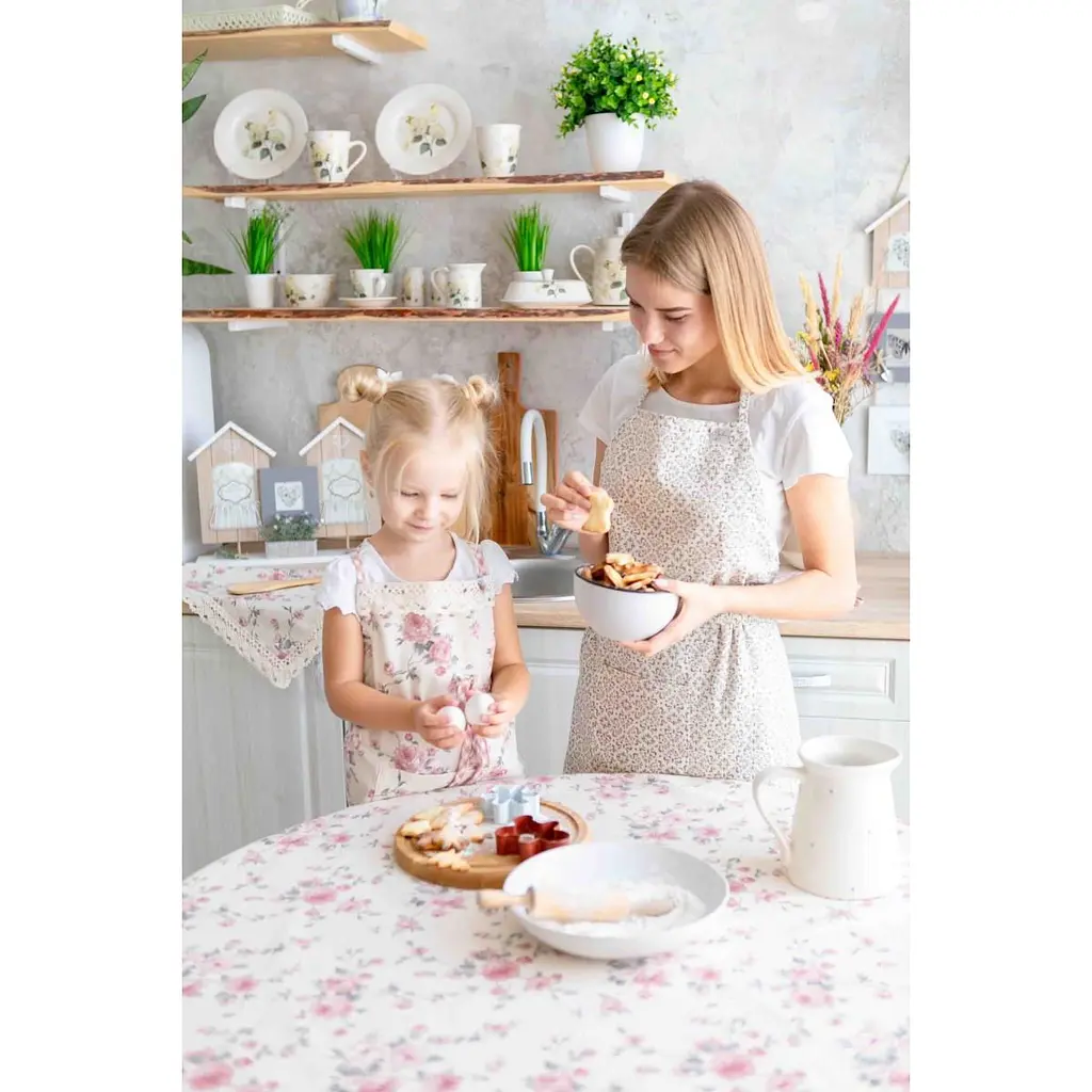 Скатертина Прованс Bella Рози з мереживом 90х90 см рожева (13504) - фото 4