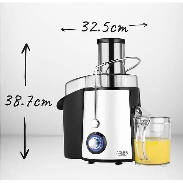Соковитискач центрифужний Adler AD 4128 1000 Вт нержавіюча сталь + контейнер для соку 1 л - фото 4