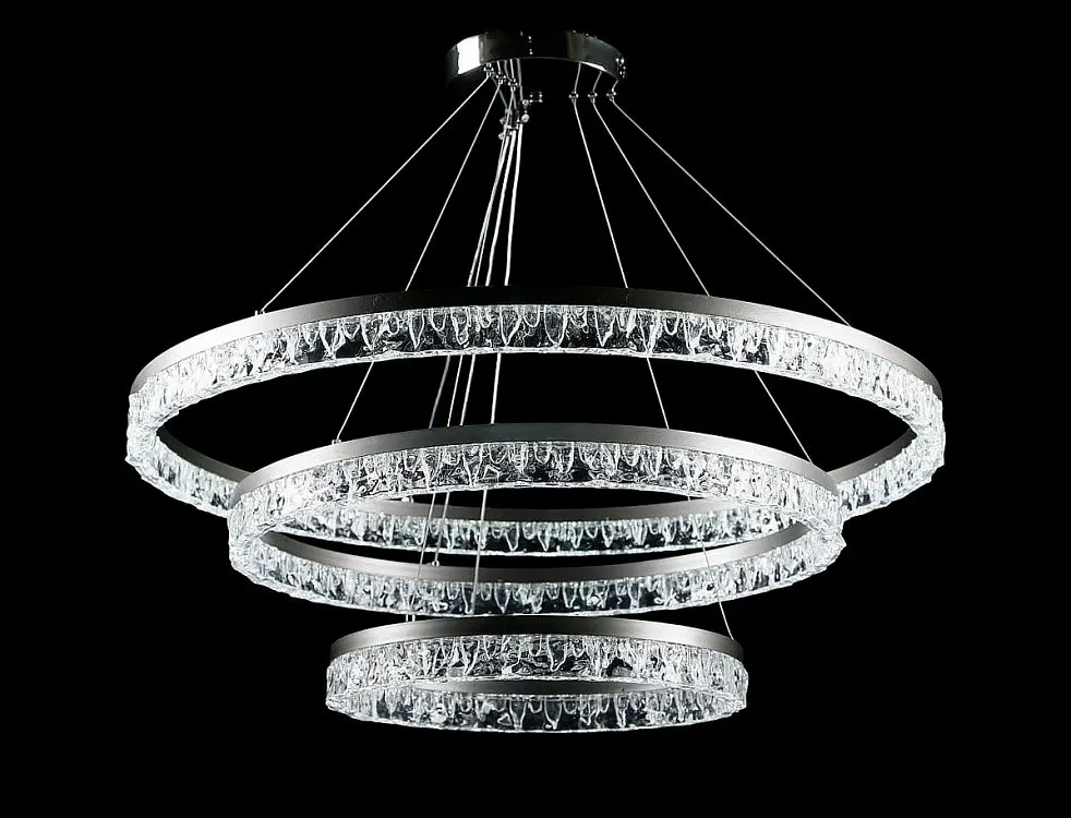 Люстра стельова LED Splendid Ray L133/800+600+400/3, 100W, хром, чорний, сучасний стиль для дому - фото 2