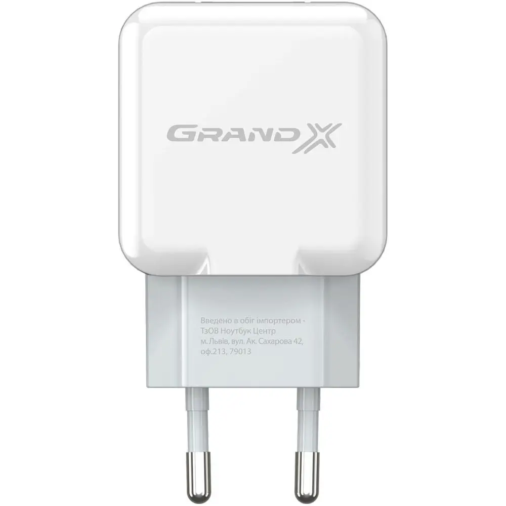 Мережевий зарядний пристрій Grand-X (1xUSB 2.1A) White (CH-03W) - фото 2