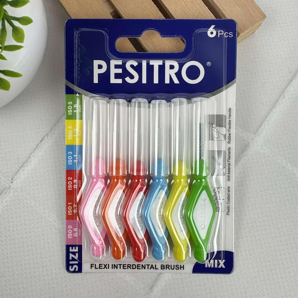 Набір міжзубних йоржиків Pesitro Flexi Mix ( від 0.6 до 1.6 мм), 6 шт