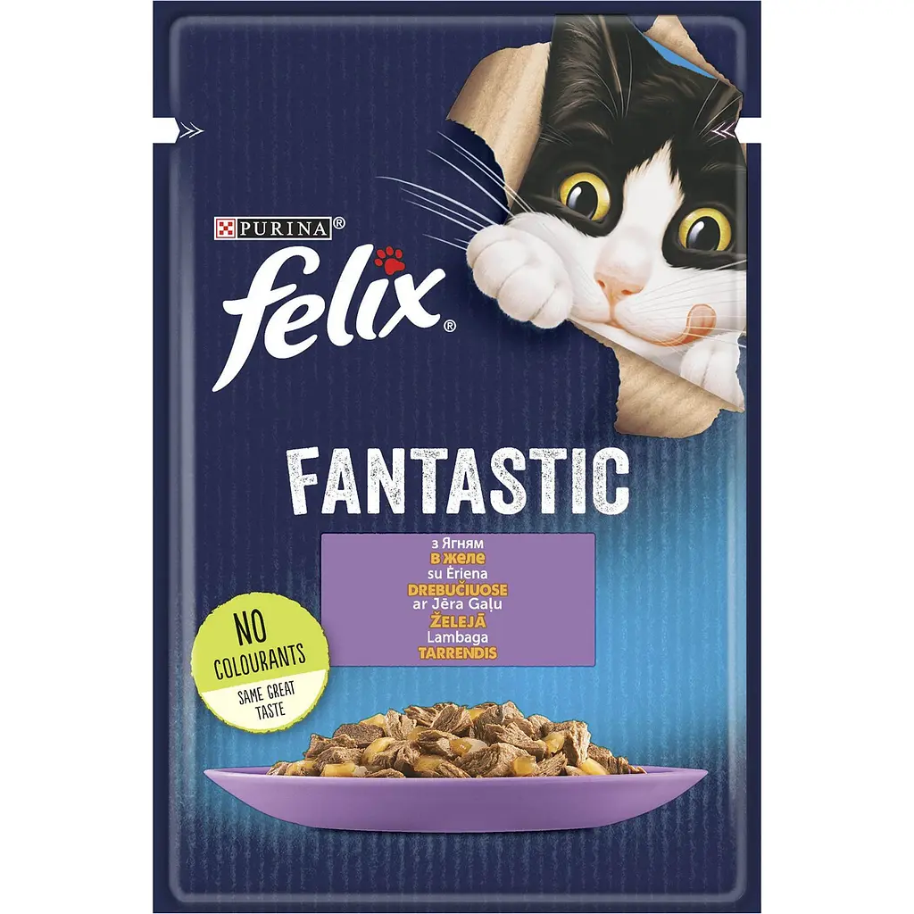 Вологий корм для котів Felix Fantastic з ягням в желе 85 г