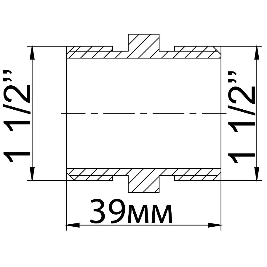 Ніпель латунний 1 1/2″ЗР х 1 1/2″ЗР ливарний 526-1Б 000011843 - фото 3