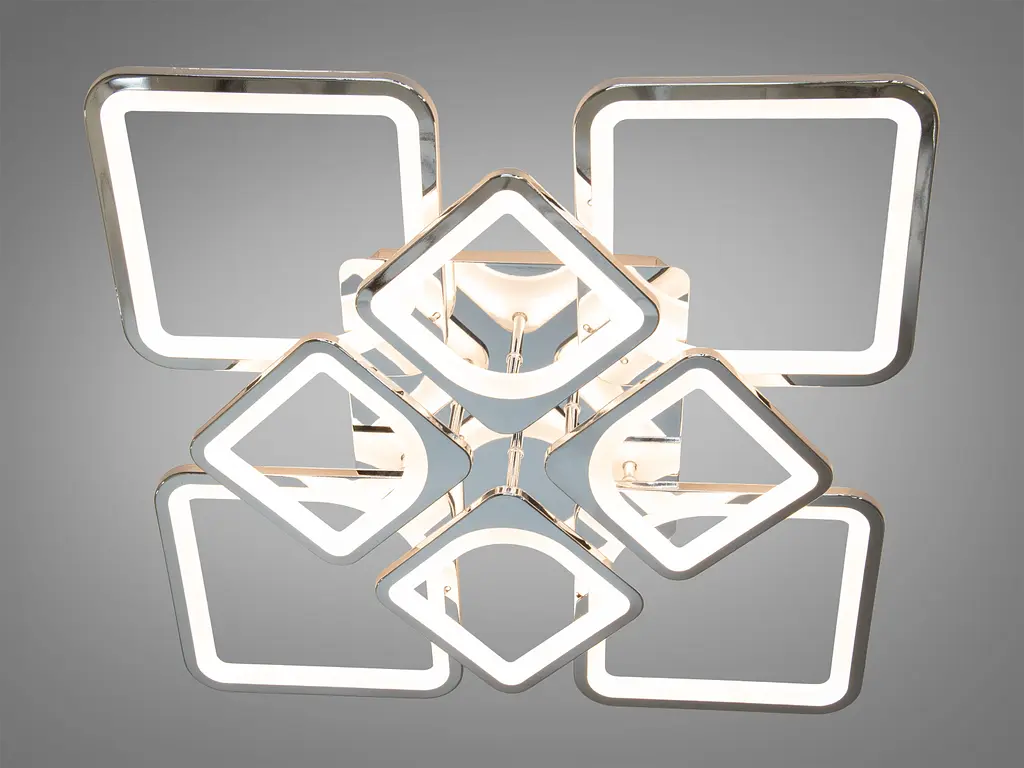 Стильная светодиодная люстра с пультом, 135Вт, хром - фото 2