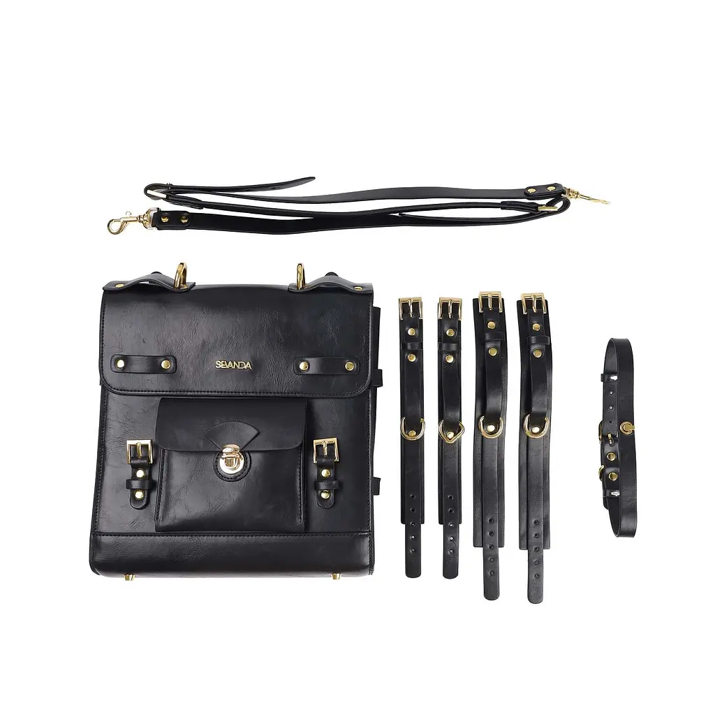 Сумка-трансформер для зберігання секс-іграшок LOCKINK Detachable JK Bag, чорна, ПВХ - фото 2