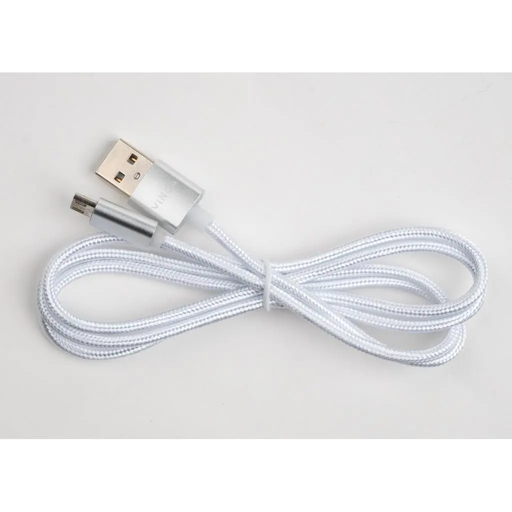 Дата кабель USB 2.0 AM to Micro 5P 1m LED silver Vinga (VCPDCMLED1S) - фото 3